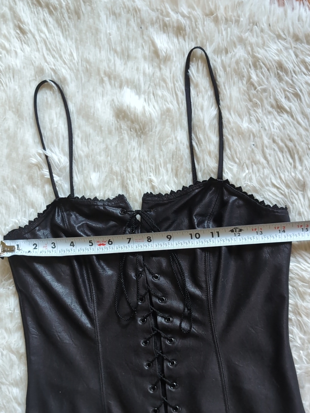 90s Lip Service Lace Up Corset Faux Leather Embroidered Maxi Dress Medium - Picture 12 of 16
